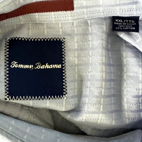 Tommy Bahama Silk Blend Mens Button Front Shirt Textured Light Blue XXL bf - Picture 5 of 5